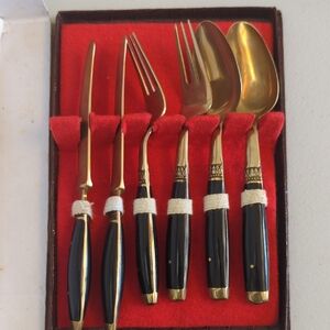 Bronze Hors D'Oeuvres Set  Vintage  Original Box